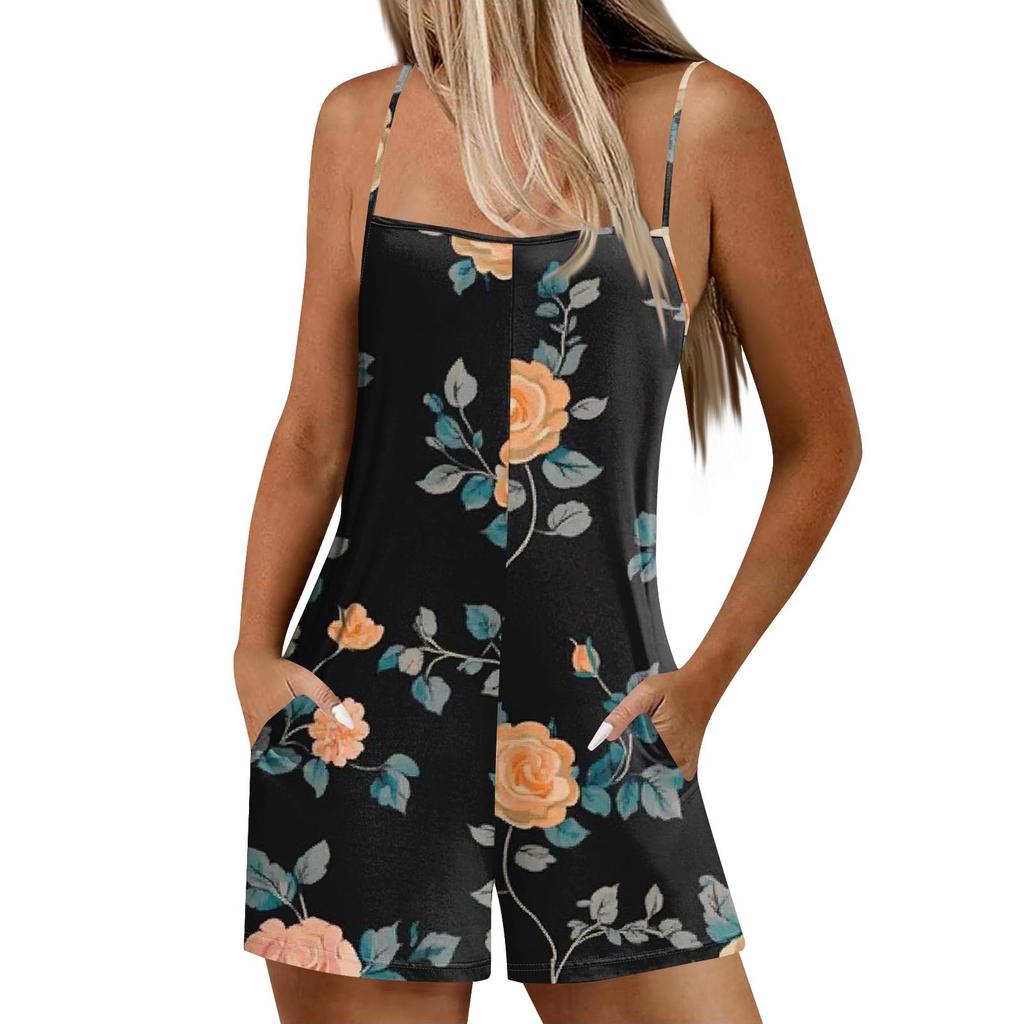 Женский повседневный и модный комбинезон без рукавов с карманами, шорты, комбинезон, шорты