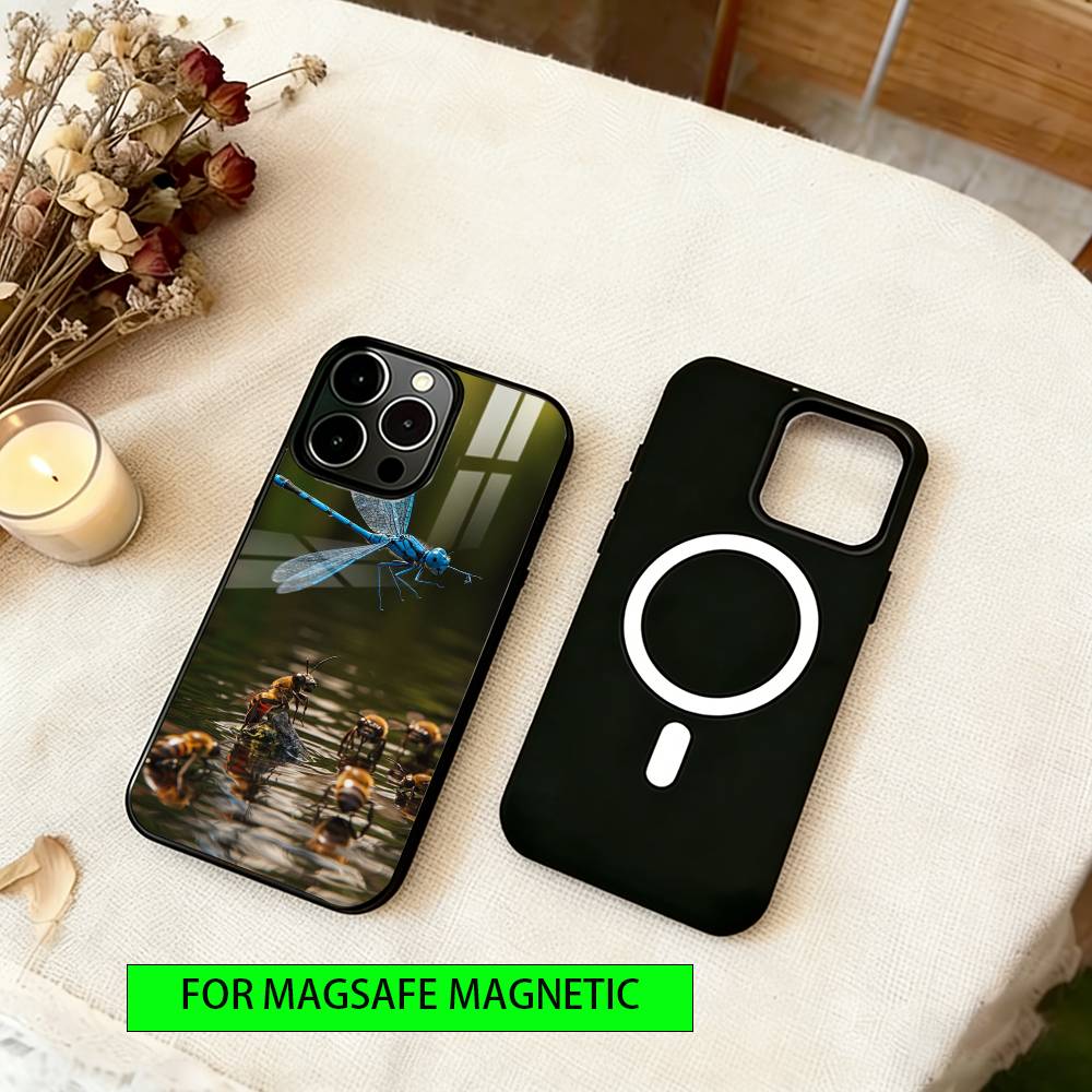 Dragonfly Animal Phone Case For iPhone17,16,15,14,13,12,11 Plus,Pro Magnetic For Magsafe Wireless Charging