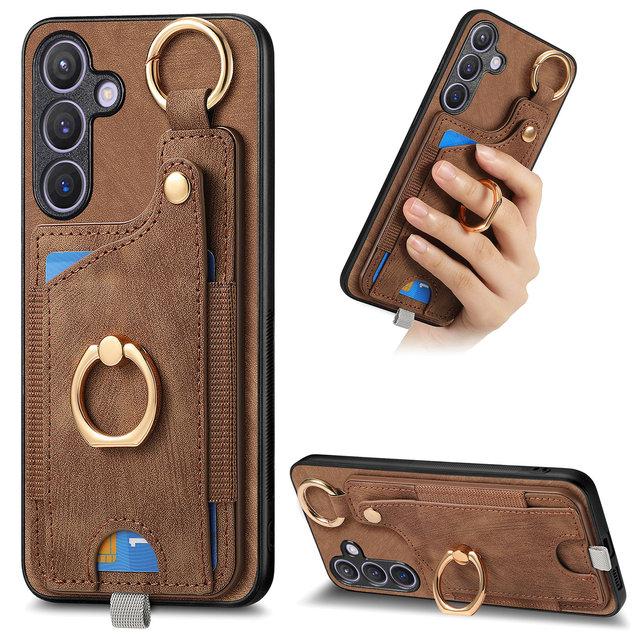 Модный кожаный чехол-кошелек с магнитными картами для Samsung Galaxy S24 Ultra S21 FE S22 S23 Plus A30/20/22/32/33 M10S A14 A25 A34 A15 A25