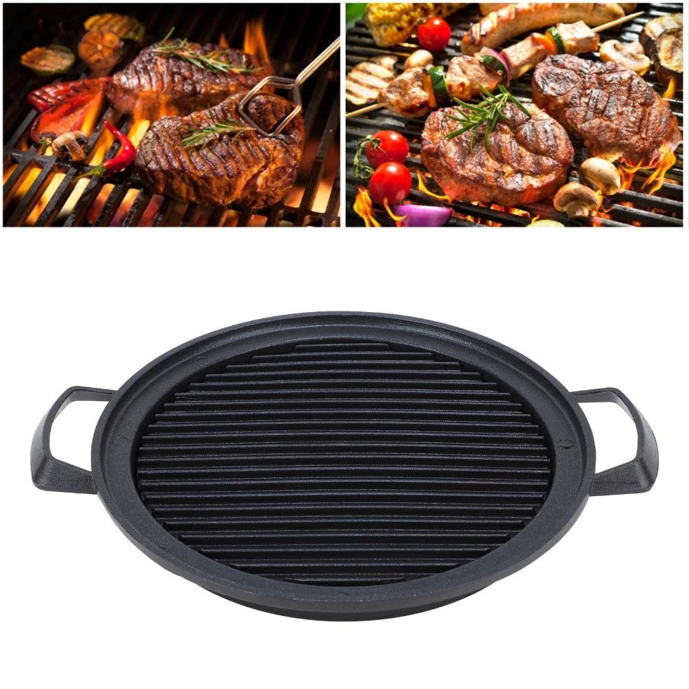 Aluminium Alloy Pan Round Tabletop Charcoal Ribbed BBQ Tray Ribbed Cooking Camping
