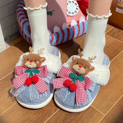 Мода 2025 Новые Высококачественные Модные Милые Мультяшные Тапочки в виде Лося Прекрасные Мягкие Рождественские Тапочки Повседневные Удобные Плюшевые Домашние Тапочки