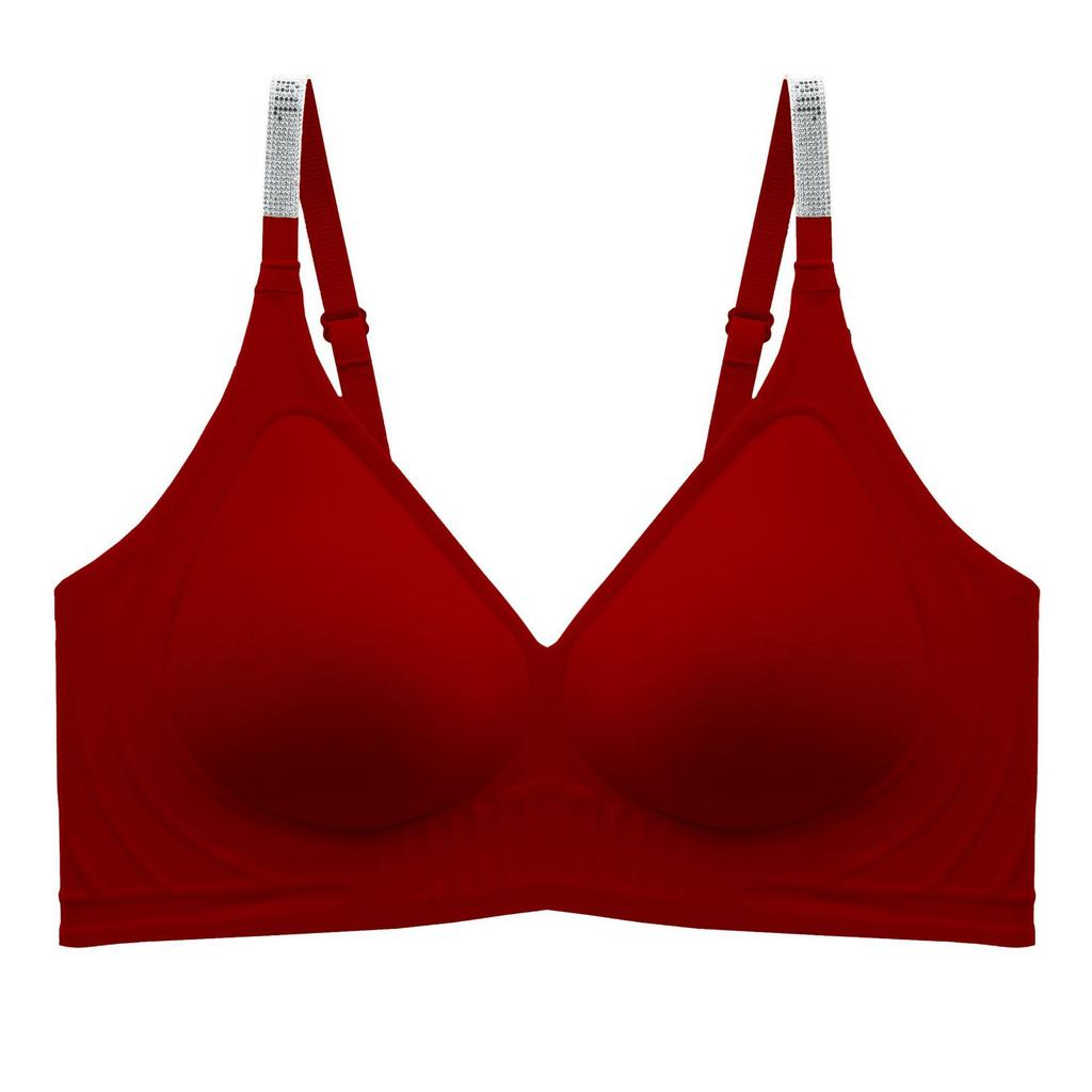 Letter shoulder strap underwear simple anti-sagging small chest gathering underwear adjustment type sexy bra seamless