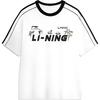 Li Ning Футболка с принтом полоски с надписью Свободная Удобная Повседневная с коротким рукавом Топы Унисекс Белый AHSU657-1(КОМАНДА702-3.4.3)