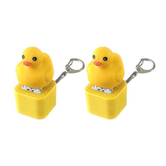 1/2/3Pcs Ducky Caps Keychain Fidget Toy Sounding Pendant Stress Reliever Duck Keyboard Fidget Toy Keychain