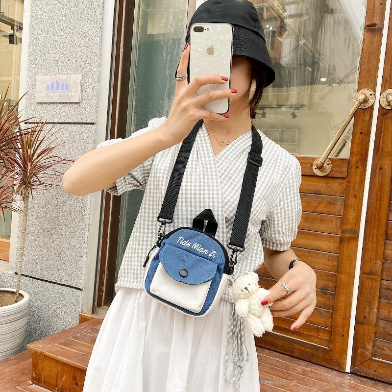 Холщовая сумка женская сумка через плечо корейская версия женская сумка милая детская сумка через плечо маленькая квадратная сумка