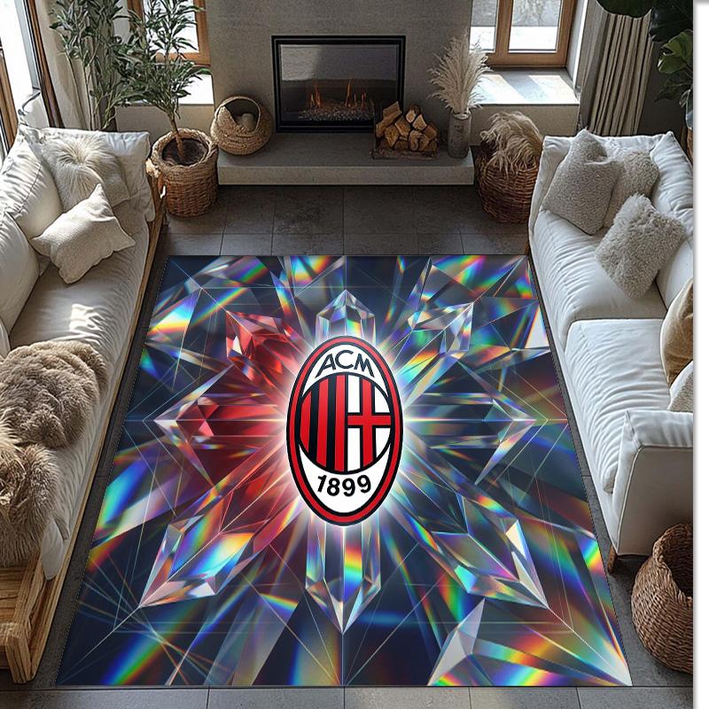 Фланелевый ковер с принтом AC Milan, нескользящий, мягкий, из полиэстера, для пола, декоративный коврик для спальни, гостиной, дивана, игровой комнаты, домашний декор