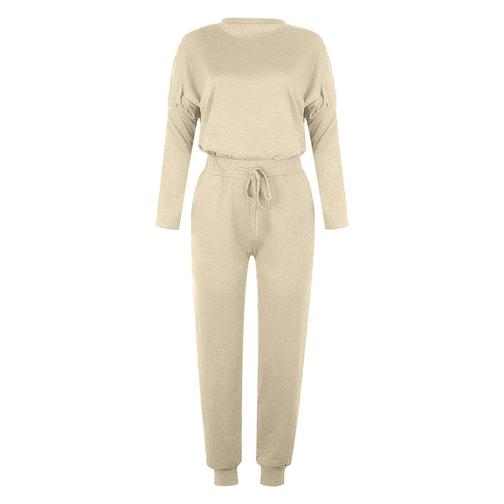 Женская мода, однотонный пуловер с длинным рукавом, свободные брюки, спортивные костюмы