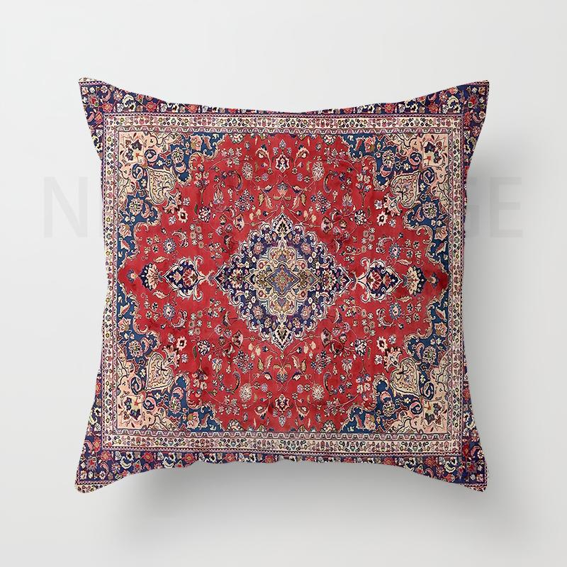Red Moroccan Ethnic Short Plush Pillowcase Living Room Bedroom Sofa Cushion Cover Home Decor 40x40 45x45 50x50 60x60