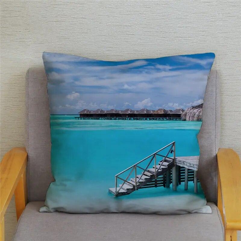 Декор для спальни, гостиной, пляжный пейзаж, кокосовая пальма, чехол для дивана, домашний декор, наволочка с принтом морской звезды и ракушки