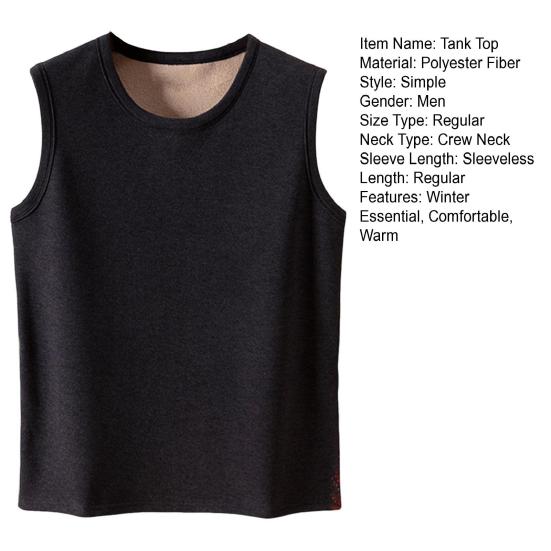 Men Thermal Tank Top Warm Fleece Lined Undershirt Sleeveless Crew Neck Base Layer Shirt Thickened Vest for Autumn And Winter