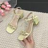 With Skirt One-word Buckle Sandals Fairy Style Roman Shoes Thick Heel Niche High Heels Children 2025 Summer New