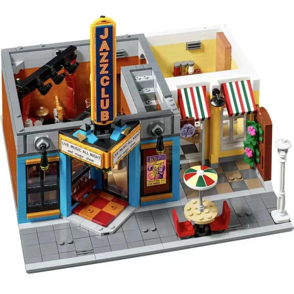 Creating Jazz Club Expert Pizza Shop Model Modular House Building Blocks Compatible Street View Toys for Kids Adults
