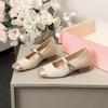 Gold Square Toe Mary Janes - Sheepskin, Hidden 6cm Heel, Size 32, Color Block, Soft Sole