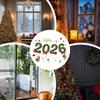 Рождество 2026 Новый год Зеленые Хвойные Иголки Наклейки на Окно Бант Украшение для Вечеринки Праздничные Принадлежности Электростатические Наклейки на Стекло