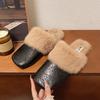 Тапочки из натурального кроличьего меха для женщин~ 2025 осень и зима новые универсальные без задника ленивая уличная обувь Мао Мао тапочки женские закрытые тапочки
