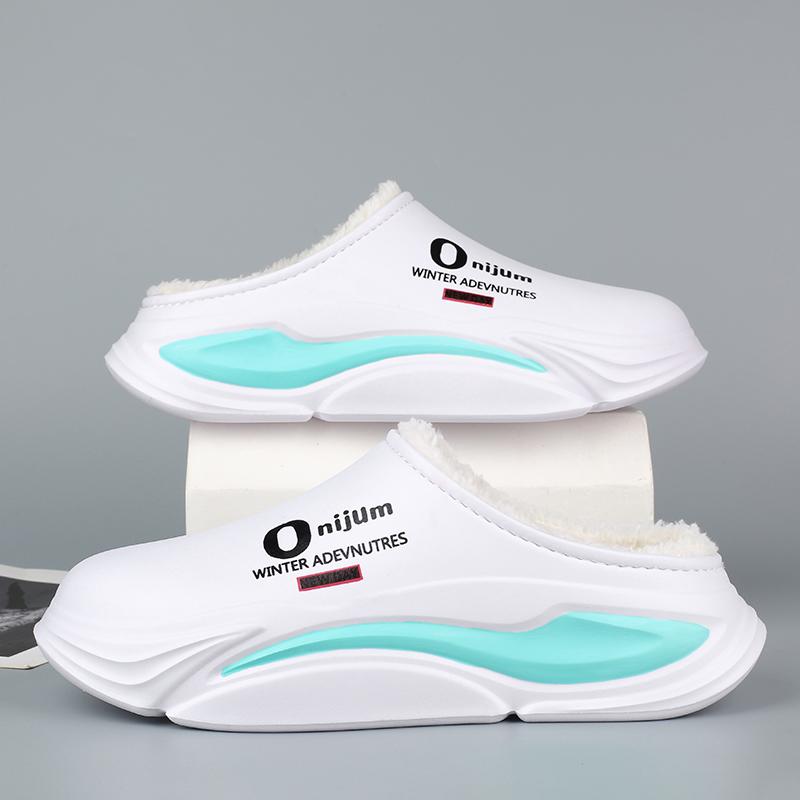 Fashion Winter Men Warm Slippers Women Cotton Slippers Outdoor Indoor Warm Shoes Waterproof Mens Couple Home Bedroom Plush Warm Slippers