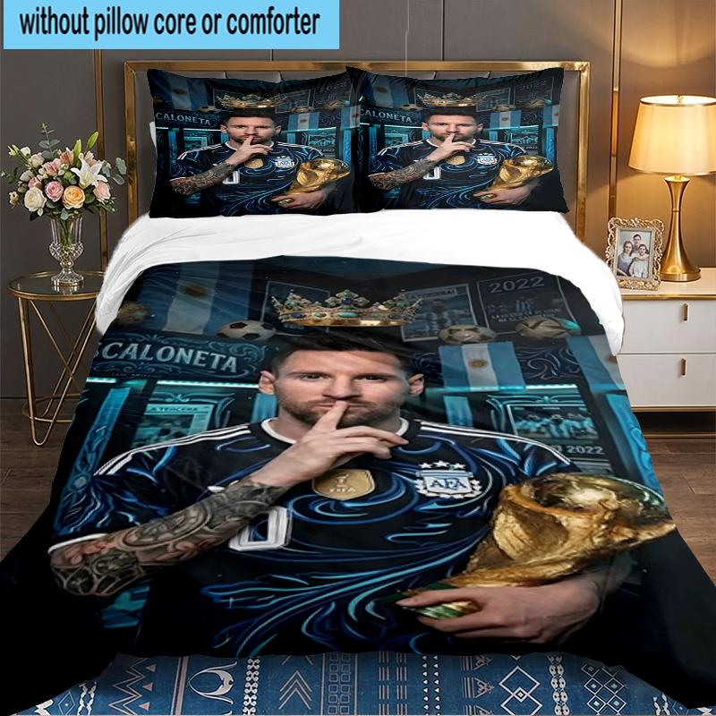 3PCS Argentina's Soccer Triumph Bedding set,Ideal for1pc Duvet Cover And 2pcs Pillowcases Perfect for Christmas gift,Ideal for Bedroom, Dormitory