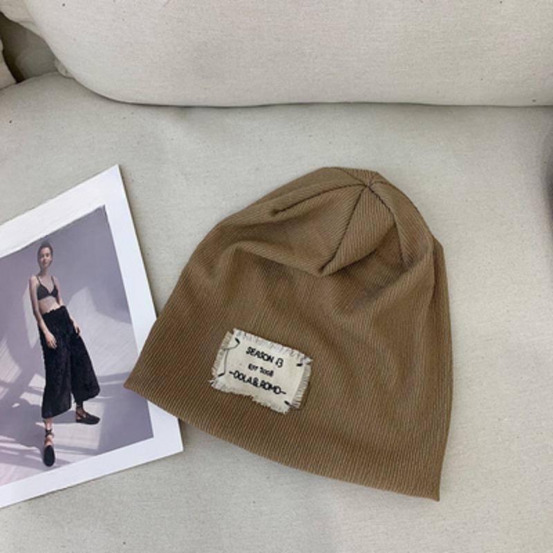 Knitted Hat for Women with Big Head Patches Piled Hats Autumn and Winter Plus Velvet Thickened Cold Hat for Men with Winter Bag Hat Warm Plus Velvet