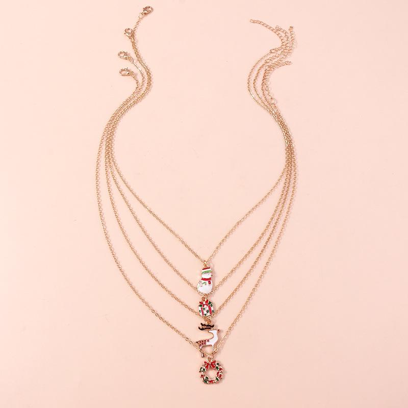 Рождественские украшения: Ожерелье «Снеговик-олень» и мультяшная цепочка для свитера для женщин