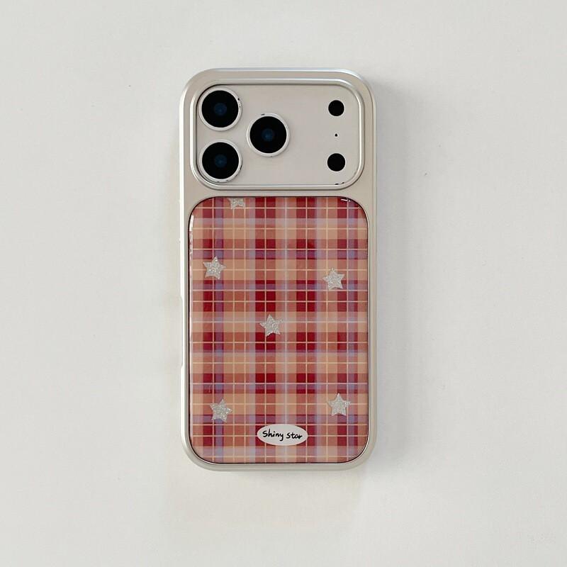 Slim Drop-Proof Phone Case IPhone 14 To 17 Pro Max With Grid Star Design Lightweight Luxury Style
