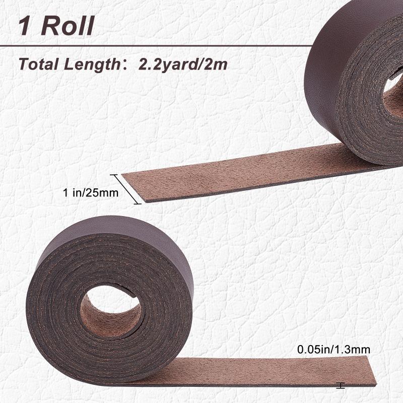 Dark Brown Genuine Leather Strap Strip 1/2 Inch Wide 79 Inch Long Leather Belt Wrap 1.3mm Thick Single Sided Flat Cord for DIY
