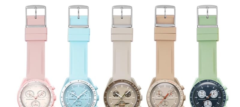 King Omega Swatch X Compatible Rubber Watch Strap with BA Buckle for Replacement Rubber Available In 11 Colors Bioceramic MOONSWATCH Type 1 [Import