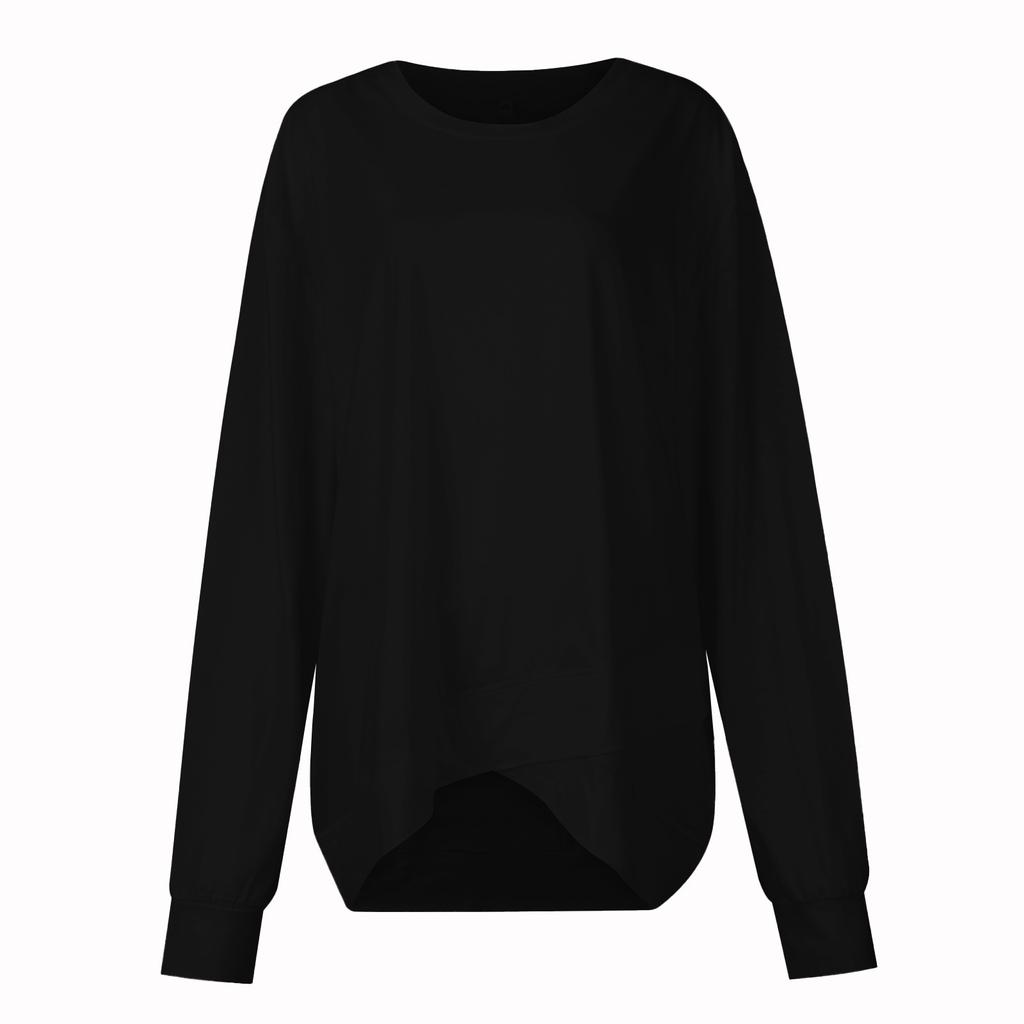 Новая женская однотонная толстовка с круглым вырезом, рубашка с длинными рукавами, осенние женские топы