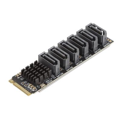 SATA Расширение до 6 портов ASM1166 Карта расширения M Key PCIe Поддержка Windows Windows Server Linux FreeBSD M.2 SATA3.0 M.2 10/11 2016/2019/2022