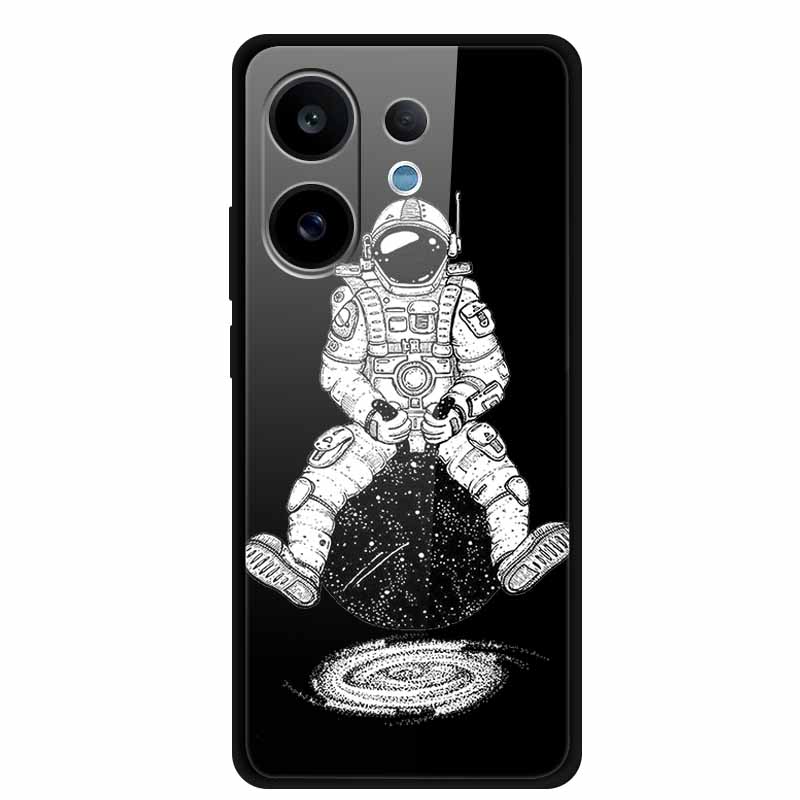 Tempered Glass Case For Vivo V60 2025 Phone Case 6.77" Cartoon Cats Hard Back Cover Soft Bumper For Vivo V60 5G Case V 60 Fundas