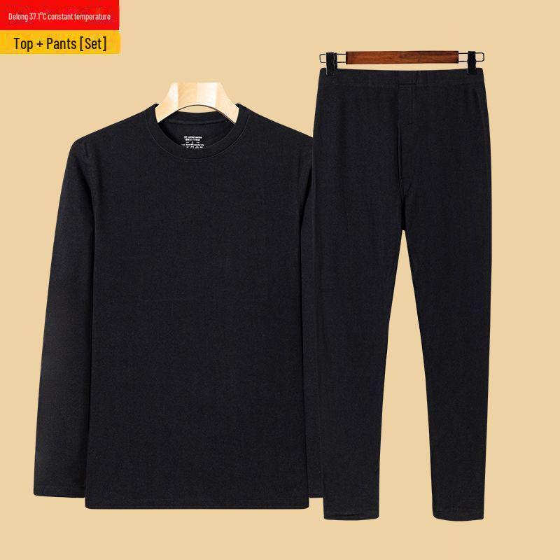 Men's Self-Heating Double-Sided Velvet Thermal Underwear Set - Thickened for Autumn and Winter
