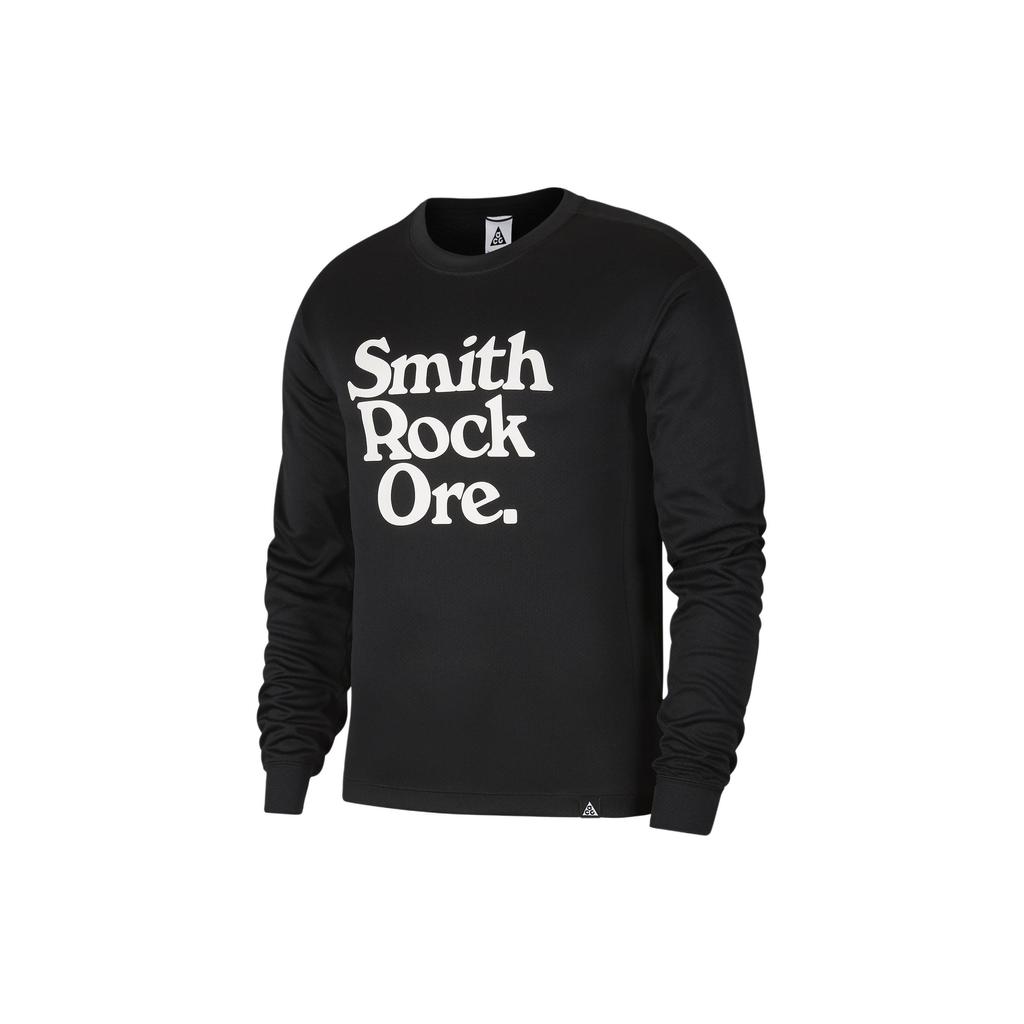 Nike Contrast Letter Print Crew Neck Long Sleeve Casual T-Shirt Men Tops Black CV0650-010