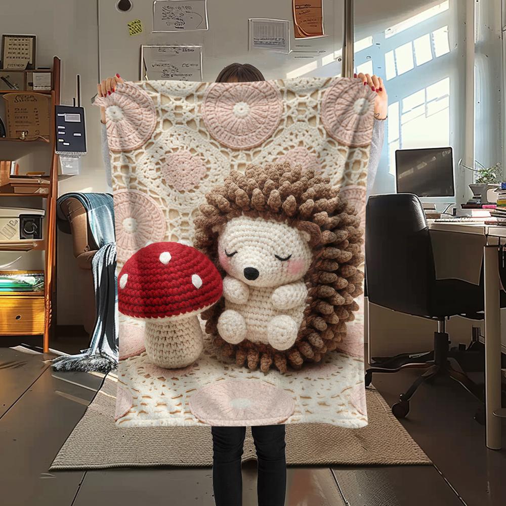 Knitted sloth hedgehog dog Print Flannel Blanket,High quality Comfortable for All Seasons,Home Decor,Warmth and Comfort,Perfect for Christmas Gifts