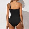 Женский купальник на одно плечо с бретельками, 1 часть, пуш-ап, сексуальные однотонные купальные костюмы, тропические купальники, бикини, аксессуары для плавания