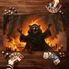 Fiery Raccoon Wizard Gaming Playmat Burning Magic Flame Art Desk Mat NonSlip Rubber Stitched Edge Pad For Pc Gaming Enthusiasts