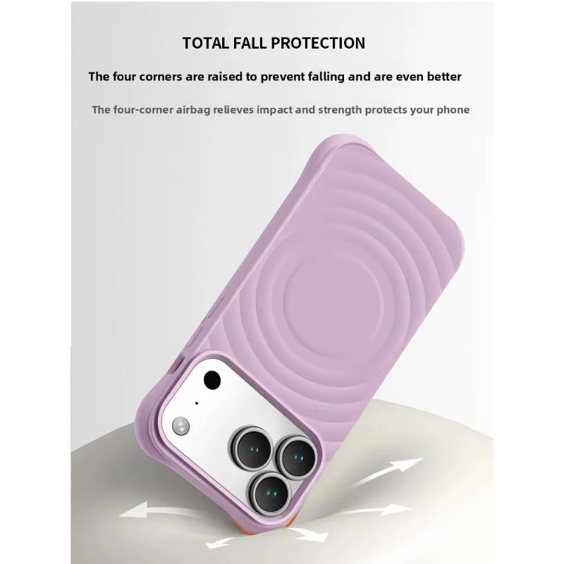 Высококачественный чехол однотонный для IPhone 17 16 15 14 13 Air Pro Max Для Magsafe Жидкий силикон Волнообразный рисунок Защита от царапин
