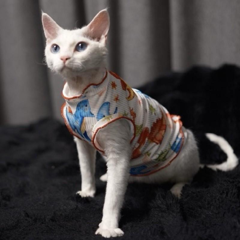 Sphynx Cat Clothes Breathable Vest Devon Rex Outfit Soft Belly Protector Small Cats