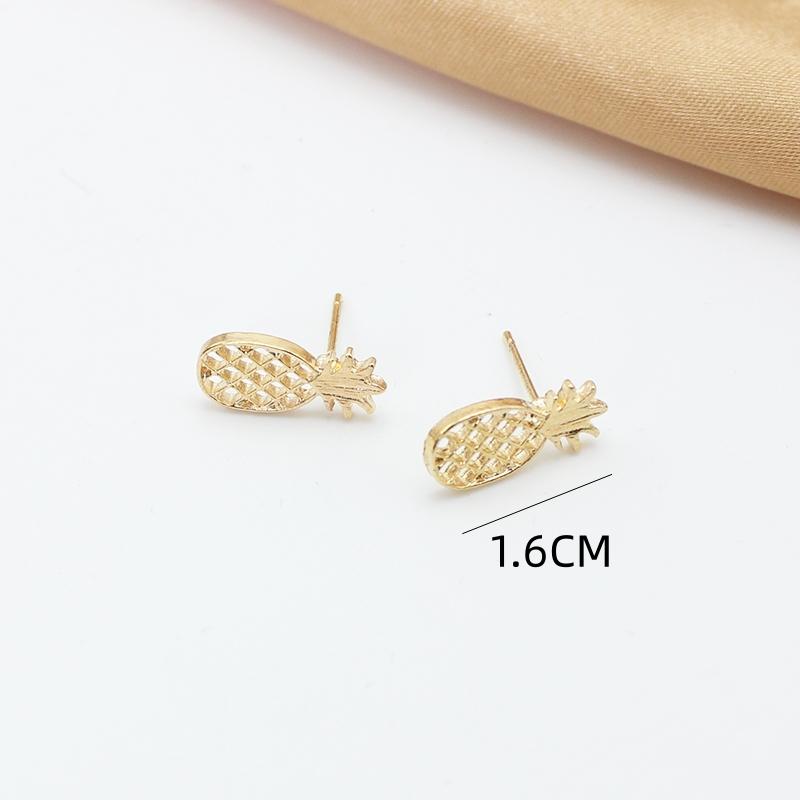 Minimalism Gold Color Hollow Pineapple Fruit Stud Earring for Women Temperament Simple Geometry Zircon Brincos Christmas Gift