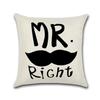 Lover Red Lips Beard Cushion Cover Cotton Linen Valentine'S Day Throw Pillow Case For Sofa Couple Decorative Pillowcase Zt119