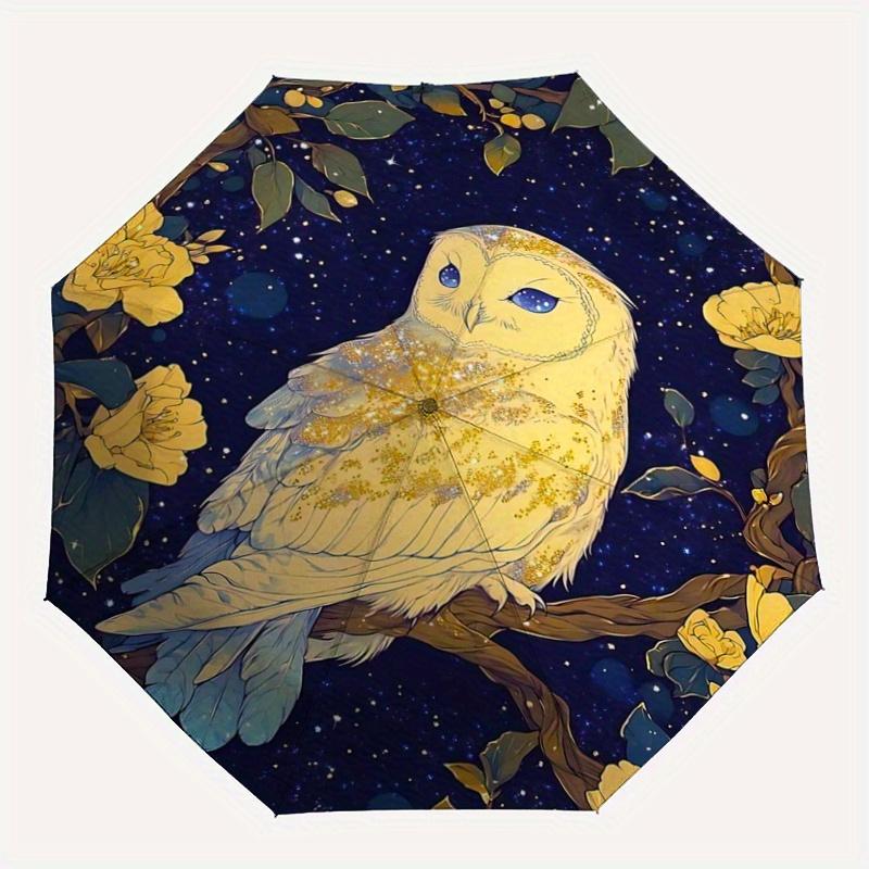 1pc Owl Enchanted Night Automatic Opening and Closing Umbrella - Small Umbrella Suitable for Various Occasions Y064