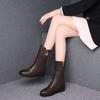 Модные ботинки до середины икры с круглым носком и флисовой подкладкой Женская мода 2025 Обувь Удобные и элегантные ботинки из ПУ Y2k Полусапожки для женщин