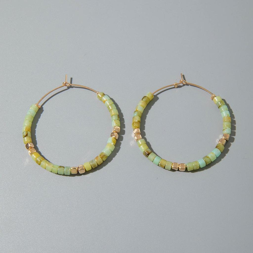 Новые Серьги в Французском Стиле Легкая Роскошь Женские Украшения Ретро Мода Универсальные Серьги Смола Цветное Золото Бусины Ювелирные Изделия