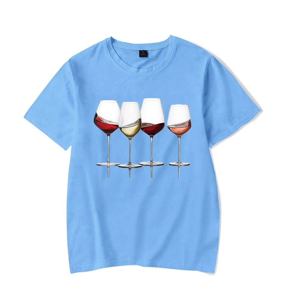 Футболки с винным принтом для женщин, летние повседневные футболки с круглым вырезом, футболки с короткими рукавами, модная футболка