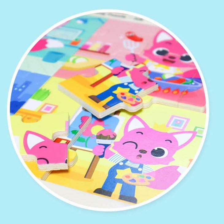 KC-Certified – Pinkfong Wooden Puzzle 24 Pieces (Job Theme / Daily Life Theme) 3 Options