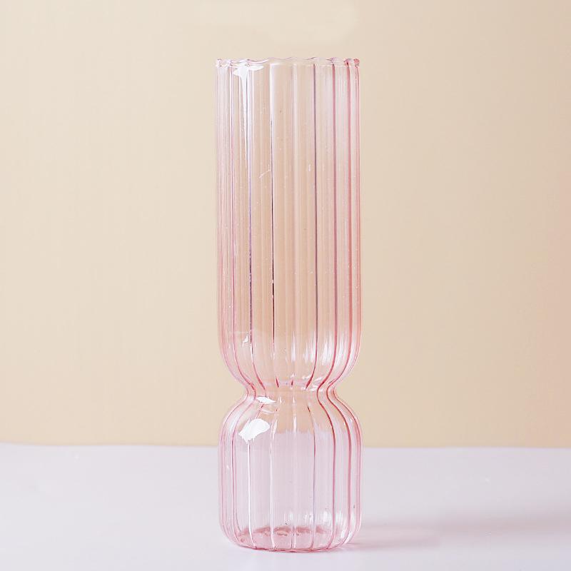 Розово-фиолетовая ваза-подсвечник Романтическая ваза для цветов Простой стеклянный подсвечник Поделки
