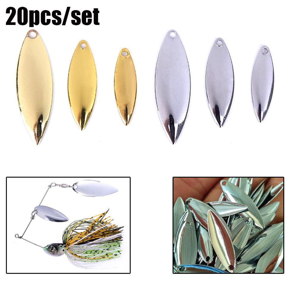 20pcs Rotate Smooth Nickel Sequin VIB Lure Metal WillowMetal Blades Fishing Attractor Spinner