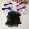 Dark Gothic Lolita Wrist Cuffs Sweet Satin Bow Ruffles Floral Lace Tulle Bracelet Wristband Japanese Anime Maid Cosplay E56F