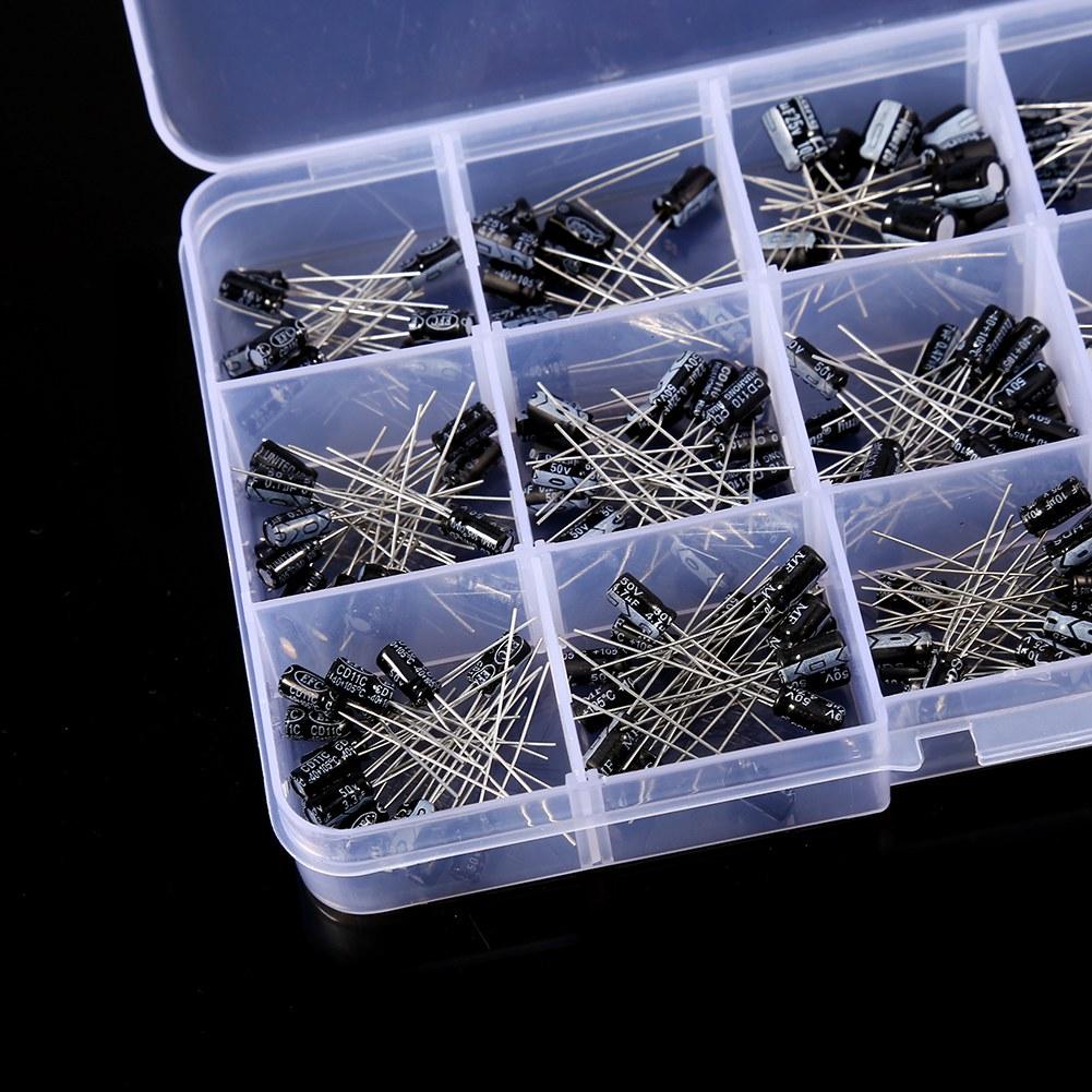 200pcs DIY 15 Capacitance Model 0.1uF-220uF Electrolytic Capacitor Assortment Kit with Box