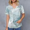 Женский топ с градиентным принтом, V-образным вырезом, двойным карманом, короткими рукавами, разрезом по низу, униформа для ухода