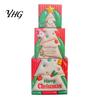 Holiday Gift Storage Containers 3Pcs Christmas Stackable Box, Layered Cube Plastic Boxes with Santa Shop Window Props Snowman Reindeer, Tabletop