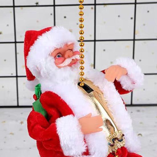 Yousheng Santa Claus Musical Climbing Rope Electric Climbing Santa with Music Christmas Hanging Climbing Santa On Rope for Tree Fireplace Home Decor